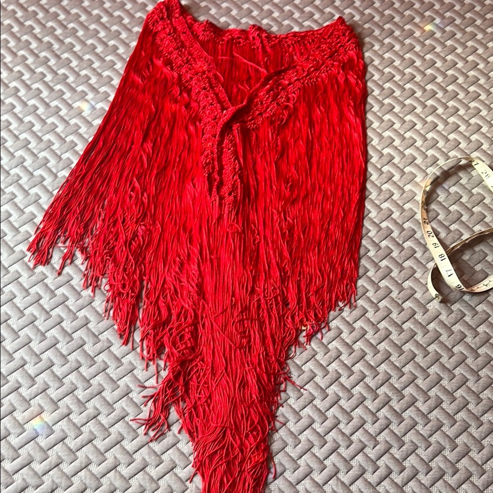 Vibrant Red Fringe flecas flamenco dance